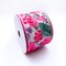 Designer's Shop WR 63-5200 Spring Summer Pink Rose, Red / Purple small floral and green leaf on white burlap wired edge ribbons, 2.5" x 10 yards